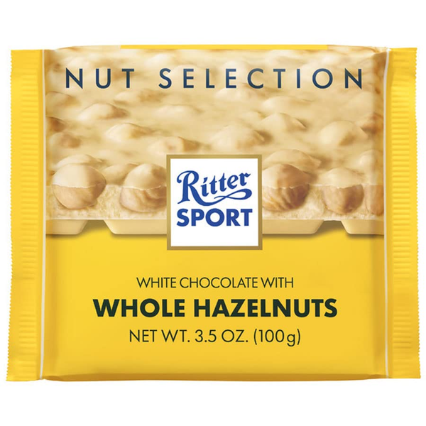 Ritter Sport Nut Selection White Chocolate with Whole Hazelnuts, 3.5 oz (100g)