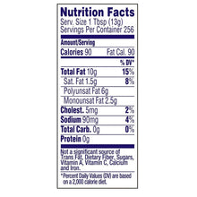 Nutrition facts label for a grocery food product, showing calories, fat, carbs, and protein content.