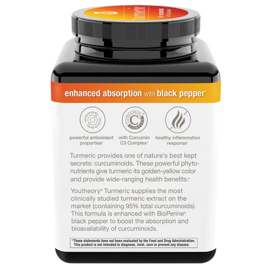 Youtheory Turmeric 2,250mg 210 Capsules | 95% Curcuminoids + BioPerine