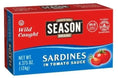 Season Brand wild caught sardines in tomato sauce, 4.375 oz, BPA-free sustainable packaging