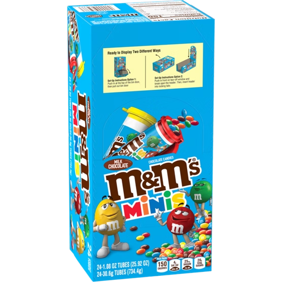 M&M's Minis Milk Chocolate Candies 24-Tube Box, 25.92 oz