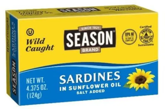 Season Brand Sardines in Sunflower Oil Salt Added – 4.375 oz