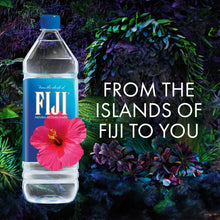 Fiji Natural Artesian Water bottle with hibiscus flower, tropical foliage background, imported premium water