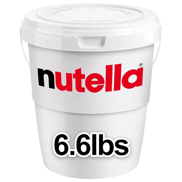 Nutella hazelnut spread in 6.6lb white bucket, premium imported snack