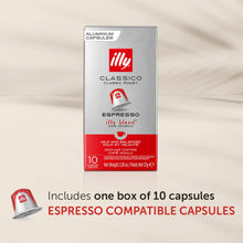 Box of illy Classico espresso aluminum capsules, 10-pack, coffee pods for compatible machines