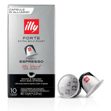 Illy Forte extra bold roast espresso coffee capsules pack with two aluminum pods.
