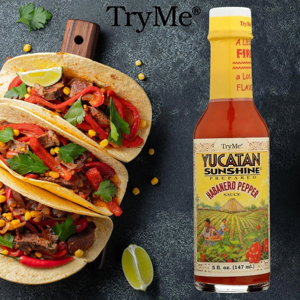 TryMe Yucatan Sunshine Habanero Pepper Sauce, 5 fl oz Glass Bottle