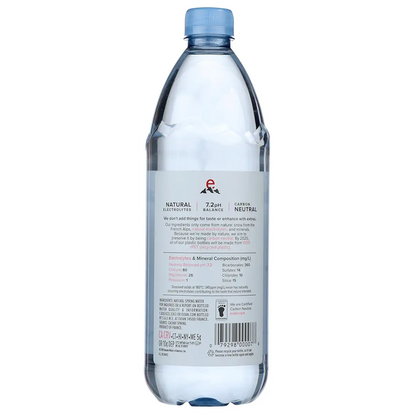 Evian Natural Spring Water, 1L Bottle, From the French Alps