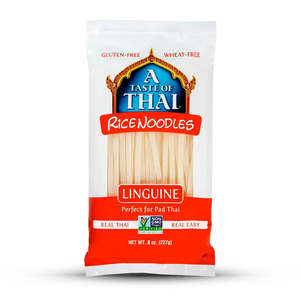 A Taste of Thai Rice Noodles Linguine, 8 oz, Gluten-Free, Perfect for Pad Thai