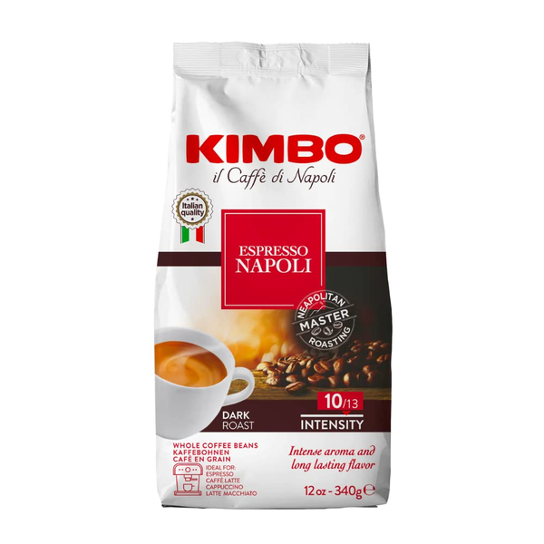 Kimbo Espresso Napoli Whole Bean Coffee, 12 oz (340g) – Medium/Dark Roast, 10/13 Intensity, Freshly Baked Biscuits Tasting Profile