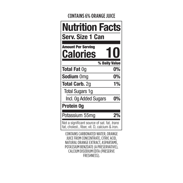 Polar Diet Orange Dry, Sparkling Beverage with Real Juice, 12 fl oz Cans