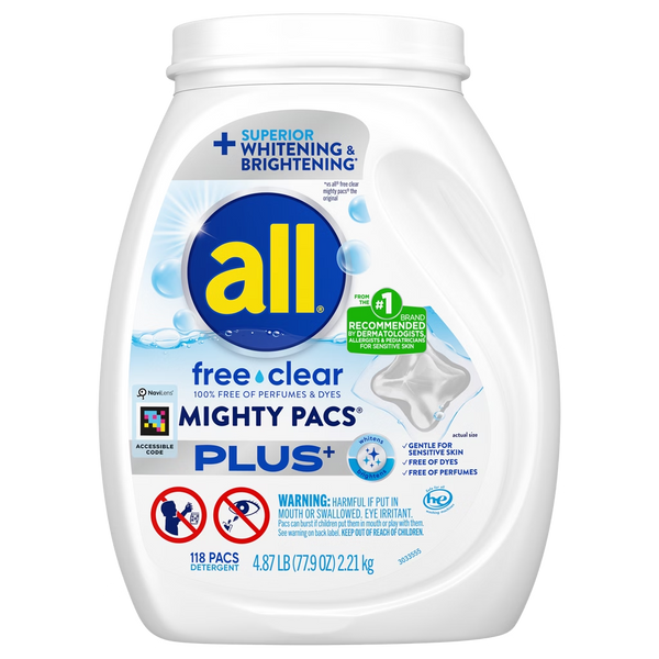 all Free Clear Mighty Pacs PLUS+ Laundry Detergent Pacs 118 ct