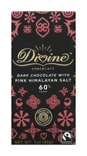 Divine Dark Chocolate with Pink Himalayan Salt, 3 oz Bar, 60% Cocoa, Fairtrade