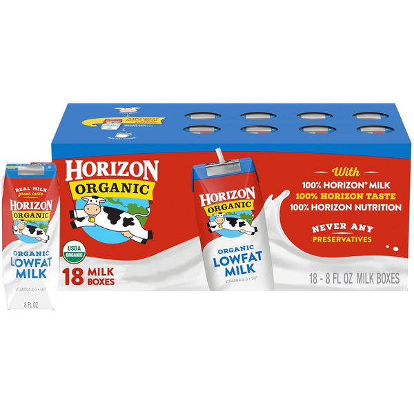 Horizon Organic Lowfat Milk Boxes, 18-Pack (18 × 8 fl oz / 144 fl oz)