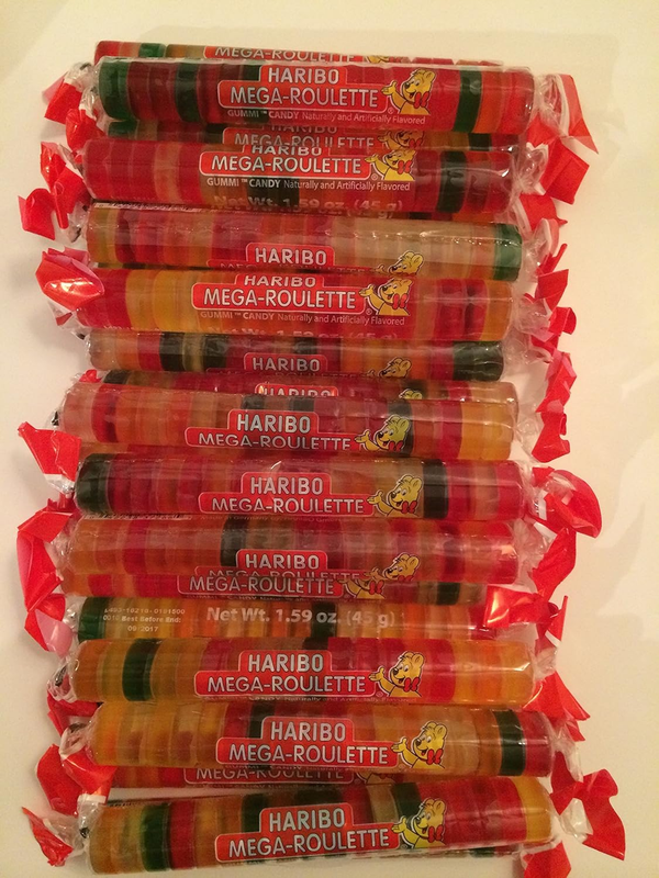 Haribo Mega-Roulette Gummi Candy, 1.59 oz (45g), Naturally & Artificially Flavored, Single & Multi-Pack