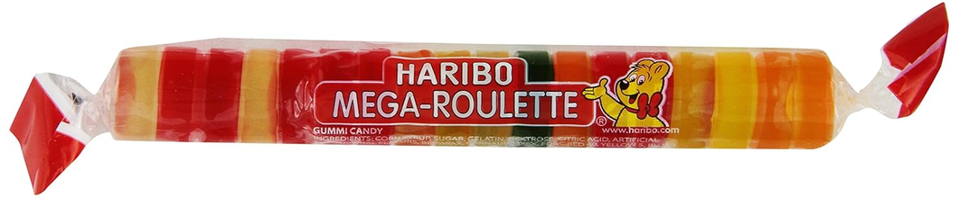 Haribo Mega-Roulette Gummi Candy, 1.59 oz (45g), Naturally & Artificially Flavored, Single & Multi-Pack