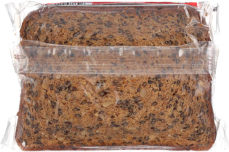 Sliced multigrain bread with seeds in clear plastic packaging