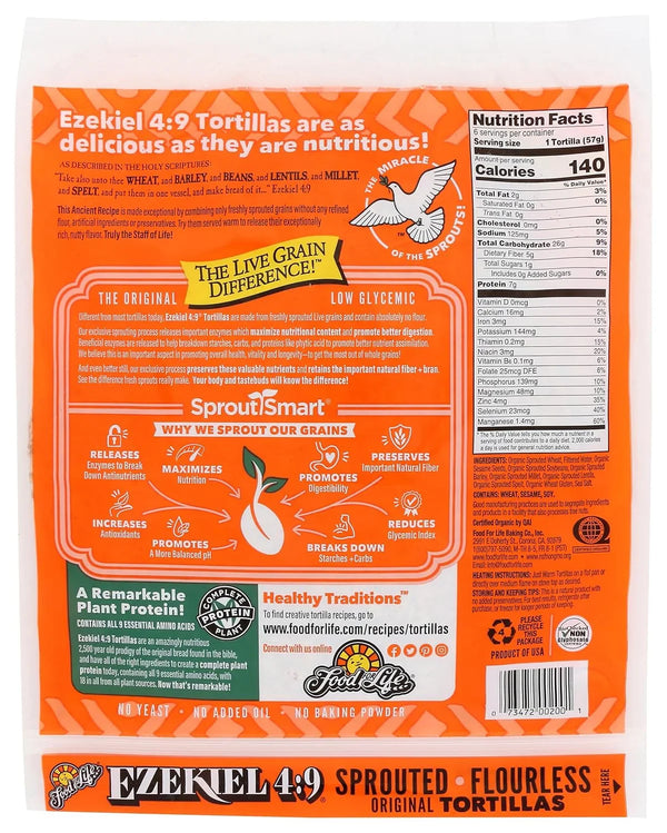 Ezekiel 4:9 Sprouted Flourless Original Tortillas, 12 oz, 6 Count