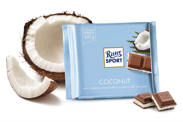 Ritter Sport Chocolat au lait fourré crème noix de coco, 3.52 oz (100g)