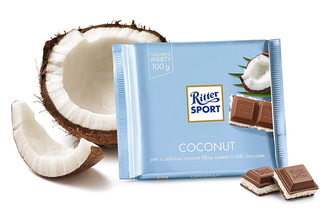 Ritter Sport Milk Chocolate with Coconut Cream Filling, 3.52 oz (100g)