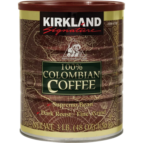 Kirkland Signature 100% Colombian Coffee, Dark Roast Fine Grind, 3 lb (48 oz)