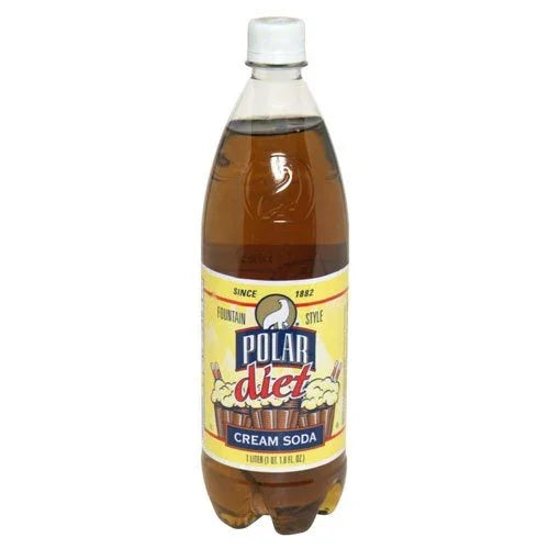 Polar Diet Cream Soda 1L bottle, fountain style soda since 1882, imported premium beverage