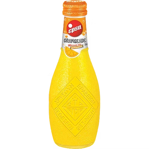 EPSA Orangeade, Sparkling Greek Orange Soda with 20% Real Juice, 7.85 fl oz (232ml) Glass Bottle