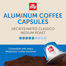 Decaffeinated Classico medium roast aluminum coffee pod for Nespresso machines on coffee grounds