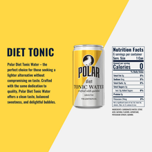 Polar Diet Tonic Water Traditional, Calorie-Free, Crafted with Quinine, 7.5 fl oz Cans