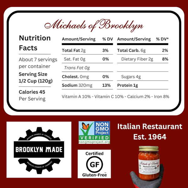 Michaels of Brooklyn Fresh Tomato & Basil Sauce 32 oz — Non-GMO, Gluten Free