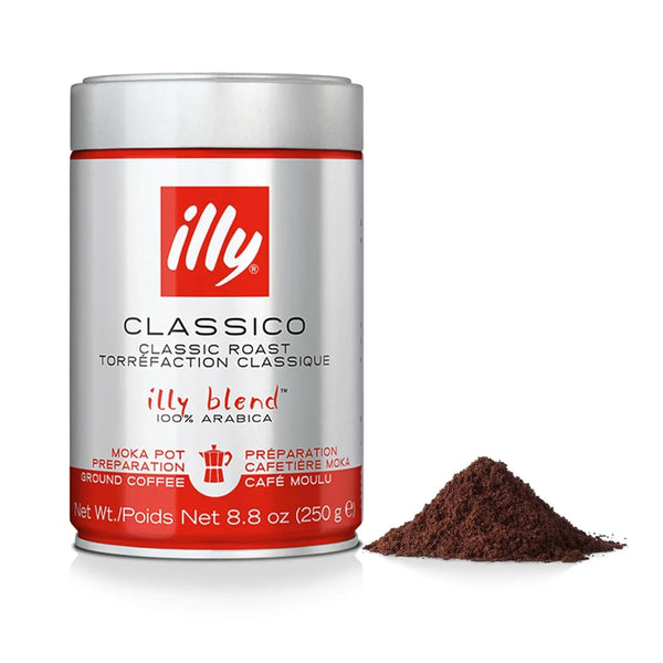 illy Classico Ground Coffee Moka Pot 8.8 oz | Single & Pack of 6