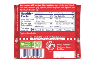 Ritter Sport Dark Chocolate with Marzipan Filling, 3.52 oz (100g)