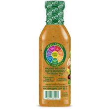 Keto-friendly salad dressing bottle, guilt-free, low-carb, gluten-free, dairy-free, no artificial flavors