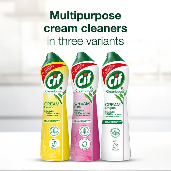 Cif Cream Multi-Purpose Cleaner 500ml | Lemon, Original, Pink Flower & White 750ml