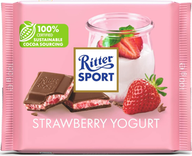 Ritter Sport Milk Chocolate with Strawberry Yogurt Filling, 3.52 oz (100g)