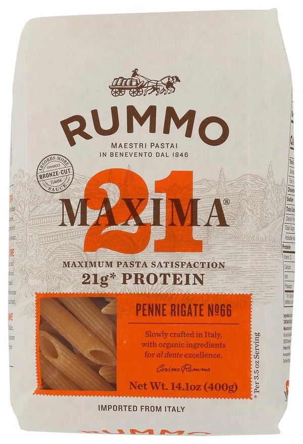 Rummo Maxima Penne Rigate No.66, 14.1 oz, 21g Protein, USDA Organic, Imported from Italy