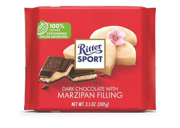 Ritter Sport Chocolat Noir Fourré à la Pâte d'Amande, 100g