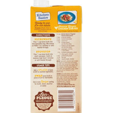 Back of Kitchen Basics bone broth carton with chicken stir-fry recipe, cooking directions, and usage tips