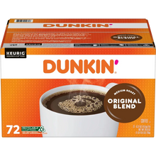 Dunkin' Original Blend Medium Roast K-Cup Pods, 72-count box for Keurig brewers, recyclable coffee pods