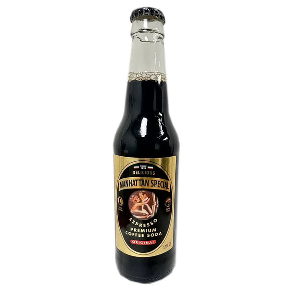 Manhattan Special Espresso Premium Coffee Soda, 12 fl oz glass bottle, original flavor