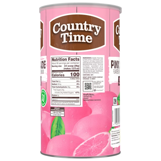Country Time Pink Lemonade Drink Mix 82.5 oz — Makes 30 Quarts