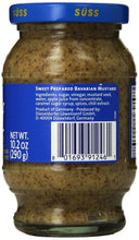 Sweet Prepared Bavarian Mustard in glass jar, imported from Germany, 10.2 oz, premium condiment for gourmet meals
