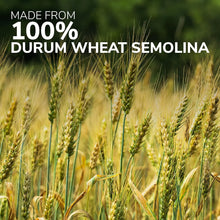 100% durum wheat semolina field, golden stalks ready for harvest, natural grain ingredient