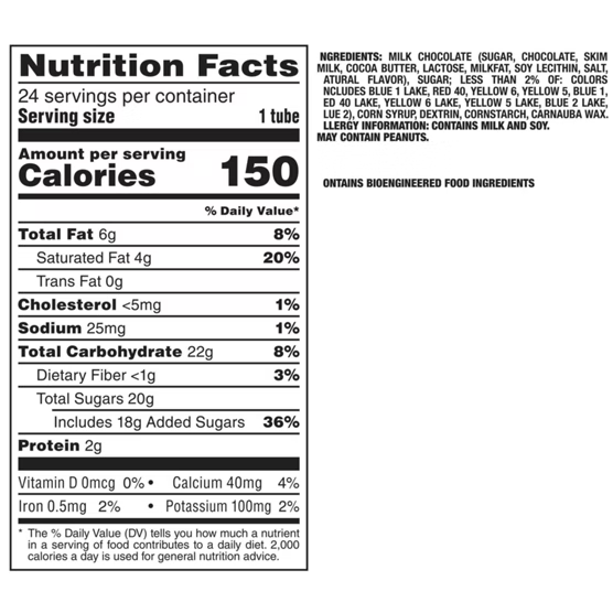 M&M's Minis Milk Chocolate Candies 24-Tube Box, 25.92 oz