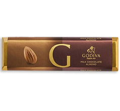Godiva Chocolatier Milk Chocolate Almond Bar, Roasted Almond, Belgium 1926, 1.5 oz (43g)