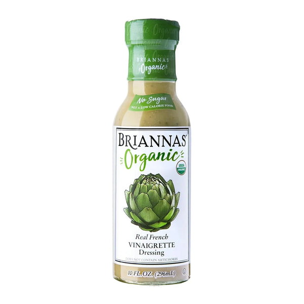 Briannas Organic Real French Vinaigrette Dressing, 10 fl oz (296mL), No Sugar, USDA Organic