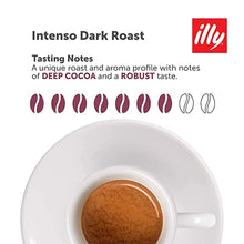 Illy Intenso Dark Roast coffee tasting notes, espresso cup on saucer, deep cocoa robust flavor