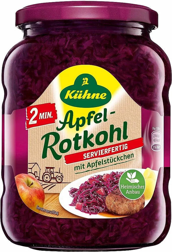 Kühne Apple Red Cabbage with Apple Pieces – Ready in 2 Min, German Farm-Grown