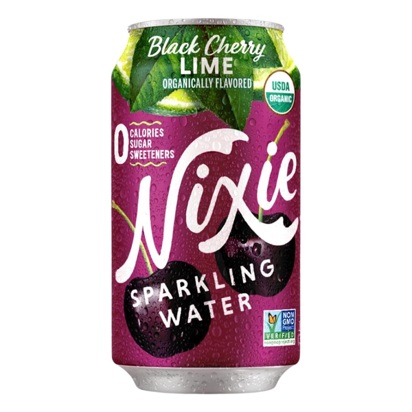Nixie Sparkling Water Black Cherry Lime, 12 fl oz Can, 0 Calories, USDA Organic