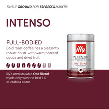 illy Intenso bold roast ground coffee tin, full-bodied espresso with cocoa and dried fruit notes